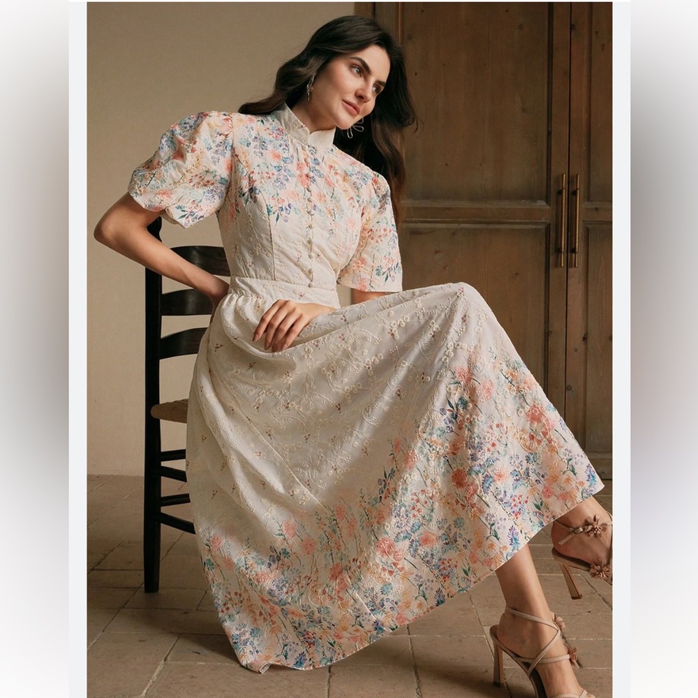 NWT Anewsta elegant romantic floral print dress Sz US 8